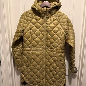 Athleta Quilted Hooded Jacket in Tan